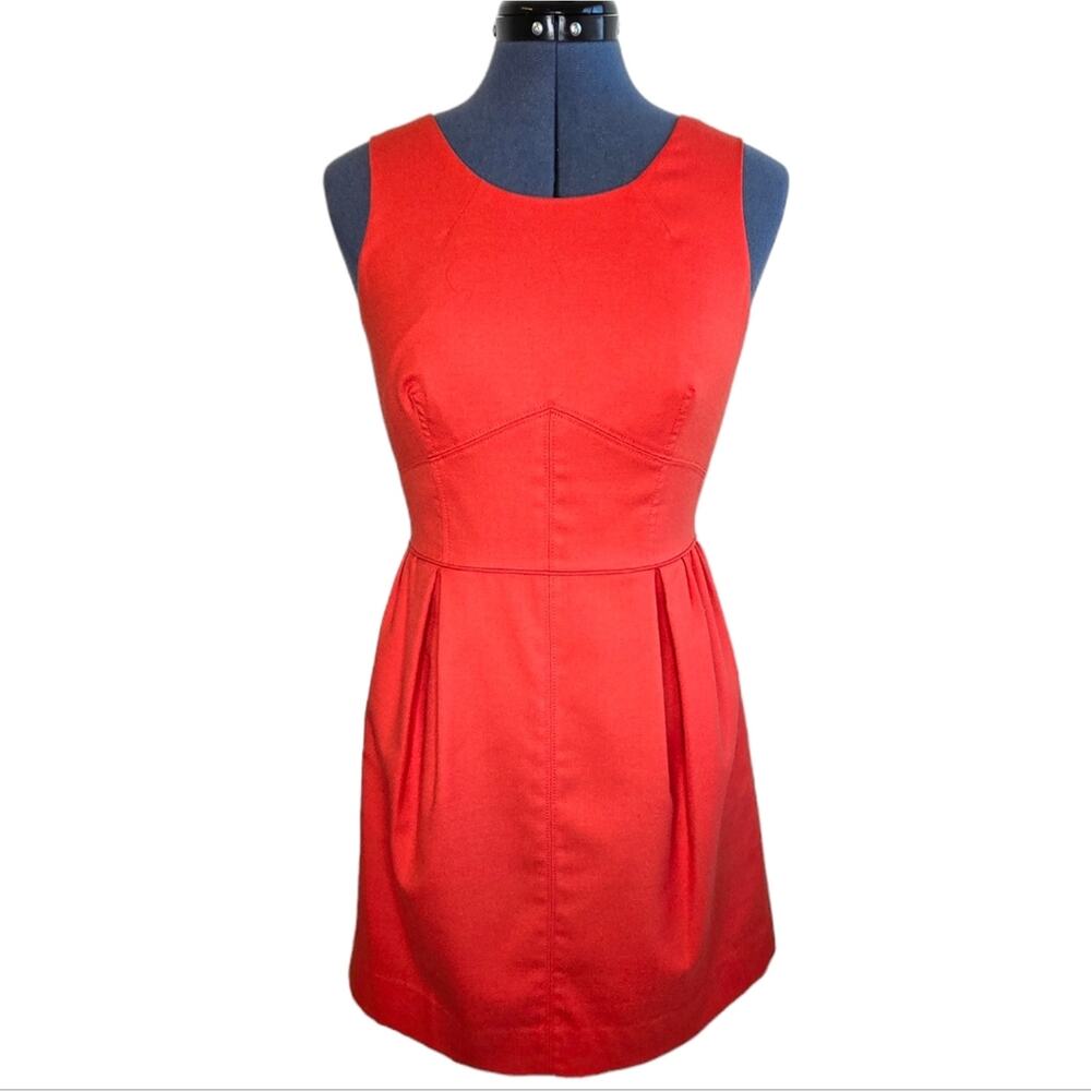 J. Crew red fit and flare wool blend sleeveless dress size 4